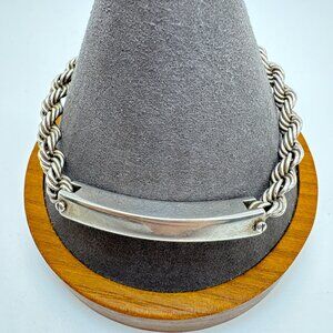 Sterling Silver 925 Engravable ID Bracelet I Love You Inscription 7.75" Length